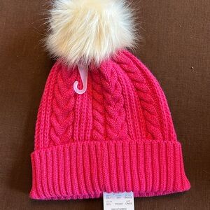 J Crew Pink Knit Pom Pom Hat NWT